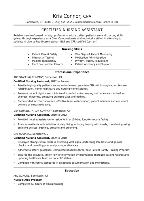 CNA resume examples